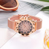 Women's Rose Gold Flower Rhinestone Wrist Watch