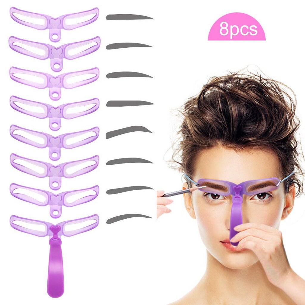 👉8 Pcs Brow Stencils  for Shaping & Defining Easy To Use 👱‍♀️🥰