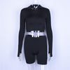 Load image into Gallery viewer, long sleeve zipper high neck elastic sexy crop tops shorts 2-pieces 2018 summer autumn women fashion casual sports sets - Great Value Novelty 