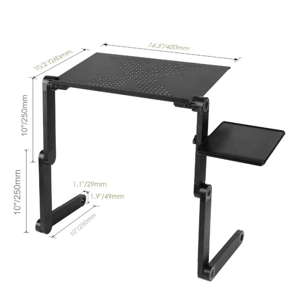 Porto® - World's first ever Fully Adjustable Ergonomic Portable Aluminum Laptop/ Tablet Desk (Mouse Pad Included) - Great Value Novelty 