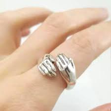 Hug & Love Silver Adjustable Ring