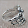 Load image into Gallery viewer, Pure 925 Sterling Silver Skull Hand Bone Ring - Great Value Novelty 