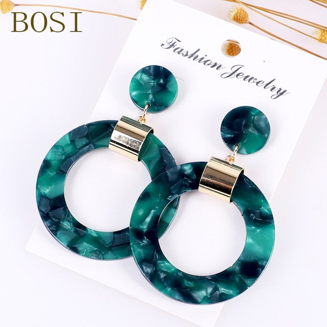 Earrings For Women Acrylic Boho 2019 Acetate Dangle Drop Earings Fashion Big Bohemian Accessories Geometric Luxury Trendy Face