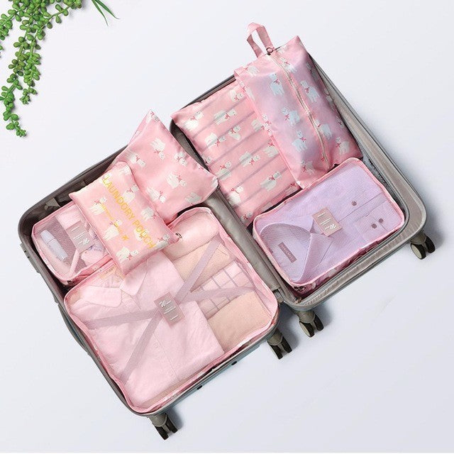 Cosyde 7Pcs/set Travel Organizer Suitcase Clothes Finishing Kit Portable Partition Pouch Storage Bags Home Travel Accessories