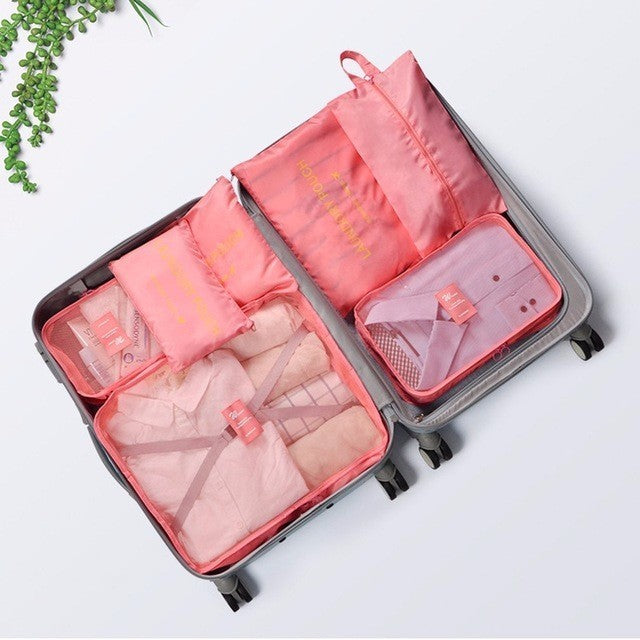 Cosyde 7Pcs/set Travel Organizer Suitcase Clothes Finishing Kit Portable Partition Pouch Storage Bags Home Travel Accessories
