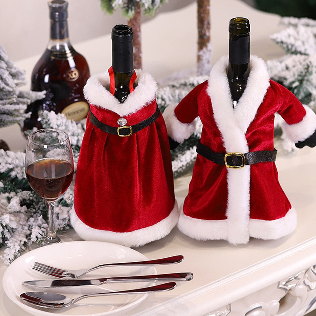 Christmas Decorations Wine Bottle Sweater Bottles Sets  Clothes Bottle Dress Up Christmas Tree Decorations adornos de navidad