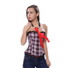 Load image into Gallery viewer, Women&#39;s Red Plaid Overbust Straps Corset