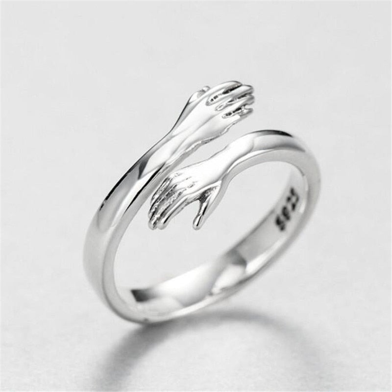 Hug & Love Silver Adjustable Ring