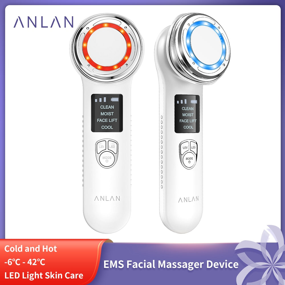 ANLAN 4 in 1 EMS Facial Massager Device Ultrasonic Skin Care LED Light Therapy Wrinkle Removal EMS Face Tightening Beauty Device