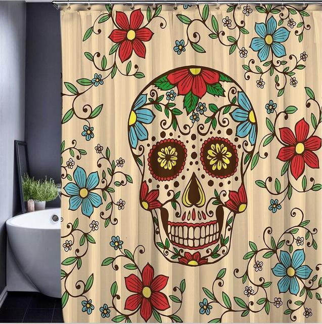 Beauty Skull Pattern Polyester Customized Shower Curtain - Great Value Novelty 