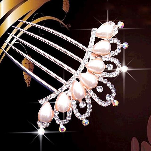 Peacock pearl crystal Rhinestone Hair clip - Great Value Novelty 