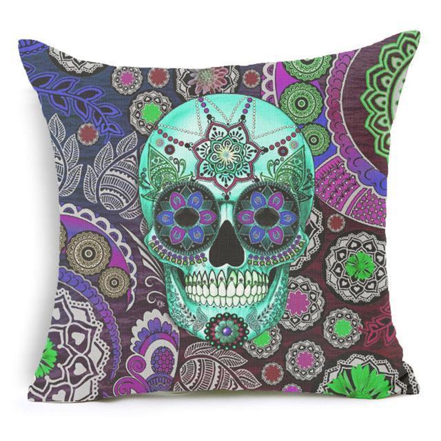 Skull Cushion Cover Cotton 45*45 Cms - Great Value Novelty 