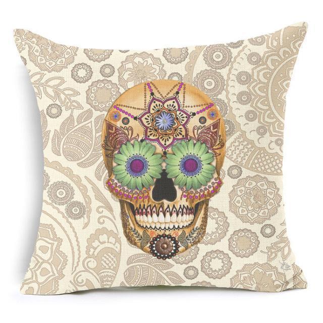 Skull Cushion Cover Cotton 45*45 Cms - Great Value Novelty 