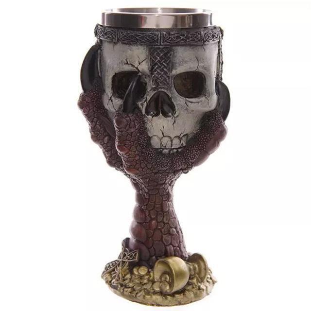 Personalized Double Wall Stainless Steel 3D Skull Mug / Wine Goblet - Great Value Novelty 