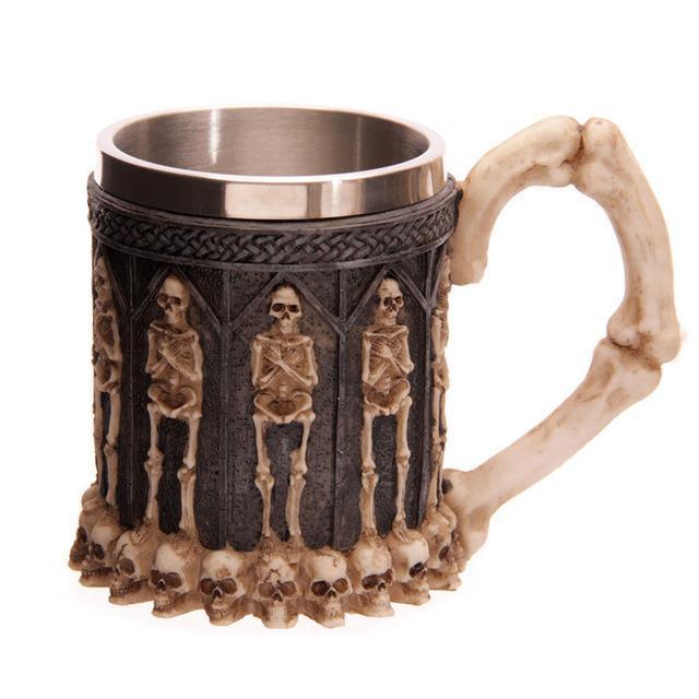 Personalized Double Wall Stainless Steel 3D Skull Mug / Wine Goblet - Great Value Novelty 