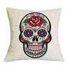 Sugar Skull Cushions Linen Cushion Cover for Pillows 45*45 Cms - Great Value Novelty 