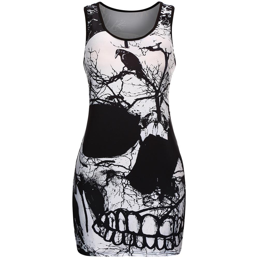Vintage Skull Printed Dress