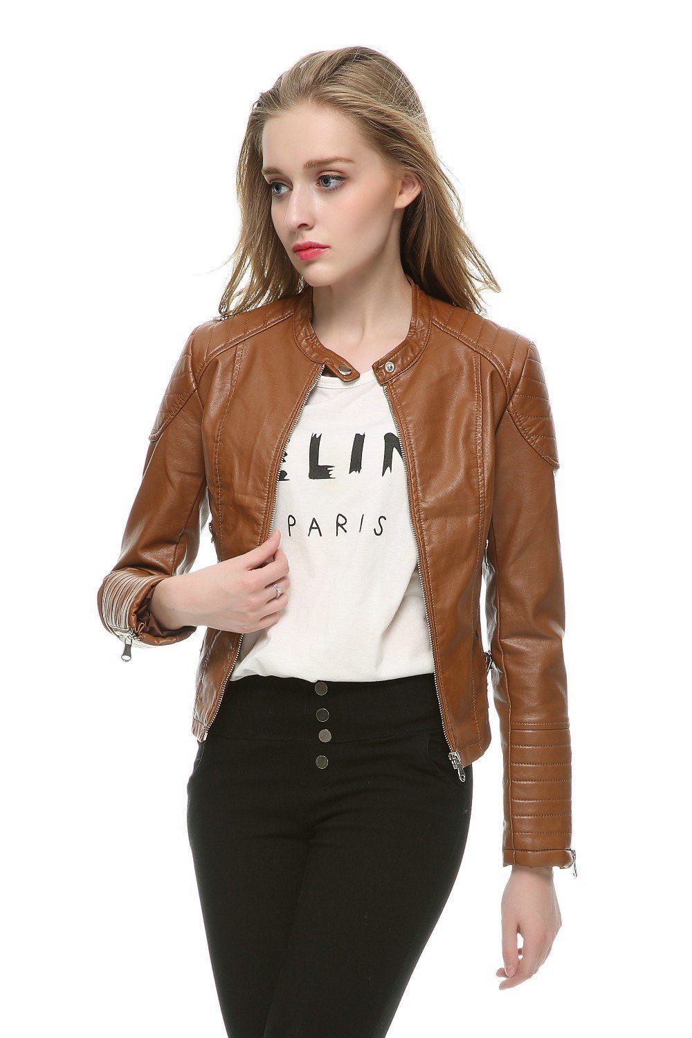 Faux Leather Motorcycle Jacket ( 5 Colors Inside ) - Great Value Novelty 