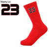 New Arrival Unisex Chicago Jordon Number 23, 52 men women basket ball elite terry cotton socks  white black red - Great Value Novelty 