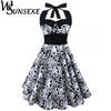 Load image into Gallery viewer, Wsunsexe Retro Vintage Style Sleeveless 3D Skull Floral Printed 2017 Summer Women Dress Halter Plus Size Party Sexy Casual Dress