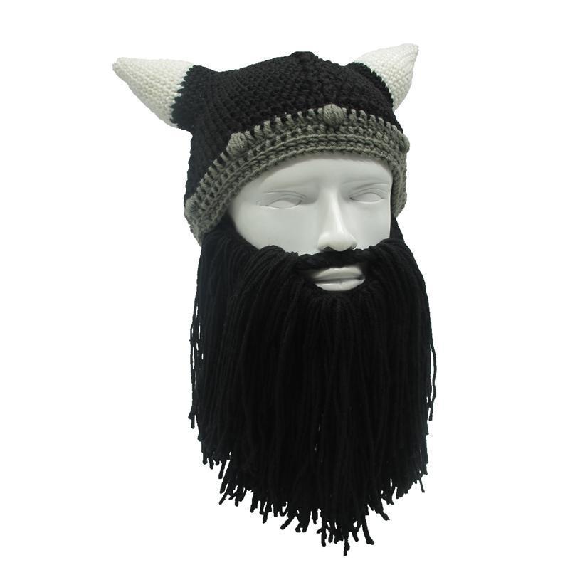 Horned Barbarian Viking Beard Beanie Short - Great Value Novelty 