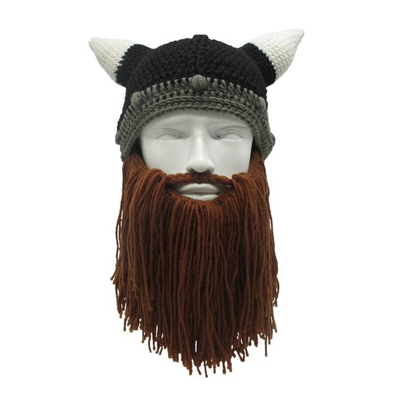 Horned Barbarian Viking Beard Beanie Short - Great Value Novelty 