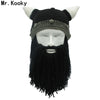 Load image into Gallery viewer, Horned Barbarian Viking Beard Beanie Short - Great Value Novelty 
