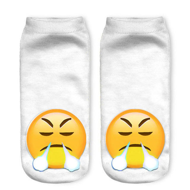 New 3D Emoji Socks Men & Women Fashion Single Side Printing Cotton Socks Unisex Socks Pattern Meias Feminina Funny Low Ankle Socks - Great Value Novelty 
