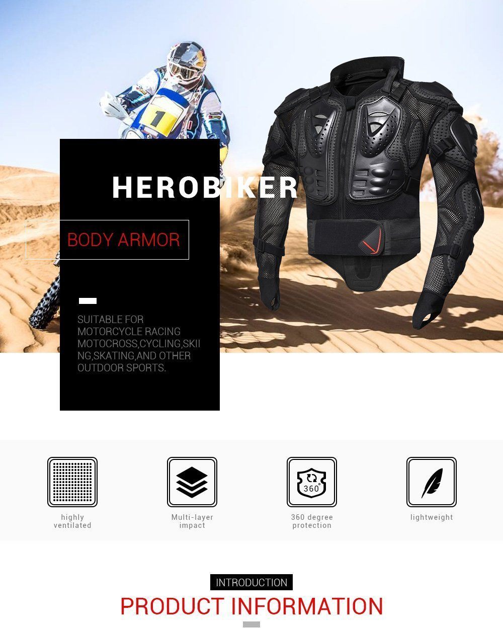 HEROBIKER Motorcycle Full Body Armor Protective Jacket - Great Value Novelty 