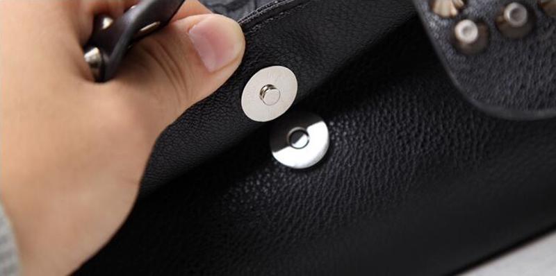 100 % Genuine Leather Riveted Cross Shoulder Bag - Great Value Novelty 