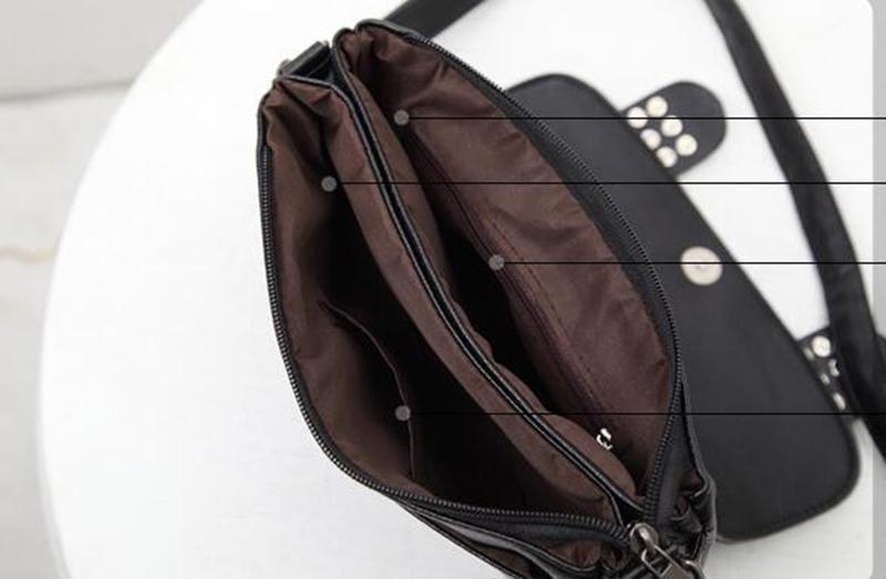 100 % Genuine Leather Riveted Cross Shoulder Bag - Great Value Novelty 