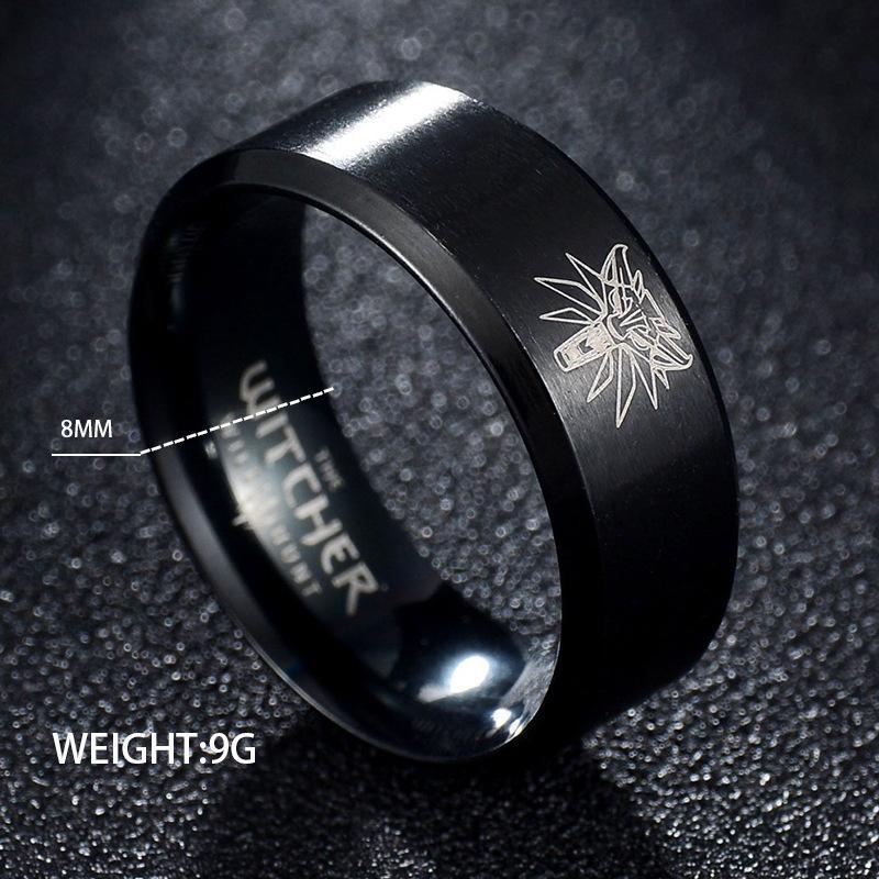 Hot Game The Witcher 3 Ring Wild Hunt Medallion Gold Stainless Steel Ring for Men Punk Wolf Ring with Iron Gifts Box drop-ship - Great Value Novelty 