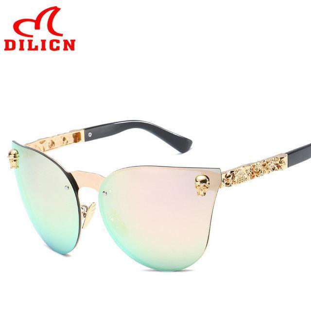 DILICN 2017 Brand Retro Sunglasses Women Vintage Metal Skull Sun Glasses Men Luxury Cool Design Eyewear UV400 Oculos De Sol - Great Value Novelty 
