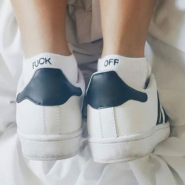 Streetwear Black White FO Socks Women - Great Value Novelty 