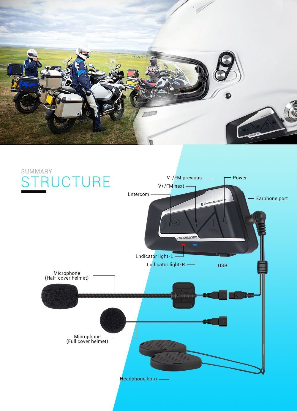 Bluetooth Motorcycle Headset Waterproof Wireless - Great Value Novelty 