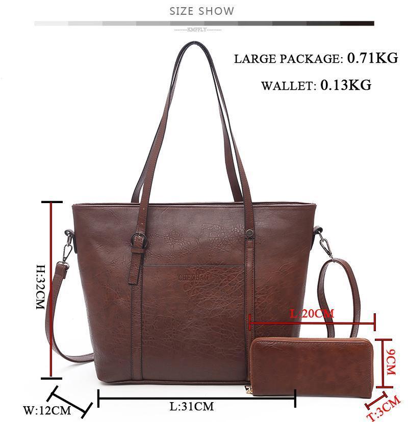 Women's Large Capacity Trapezoidal Biker Handbag with Wallet