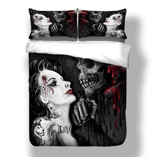 Skull And Beauty Duvet Cover Bedding Set with Pillowcases - Great Value Novelty 