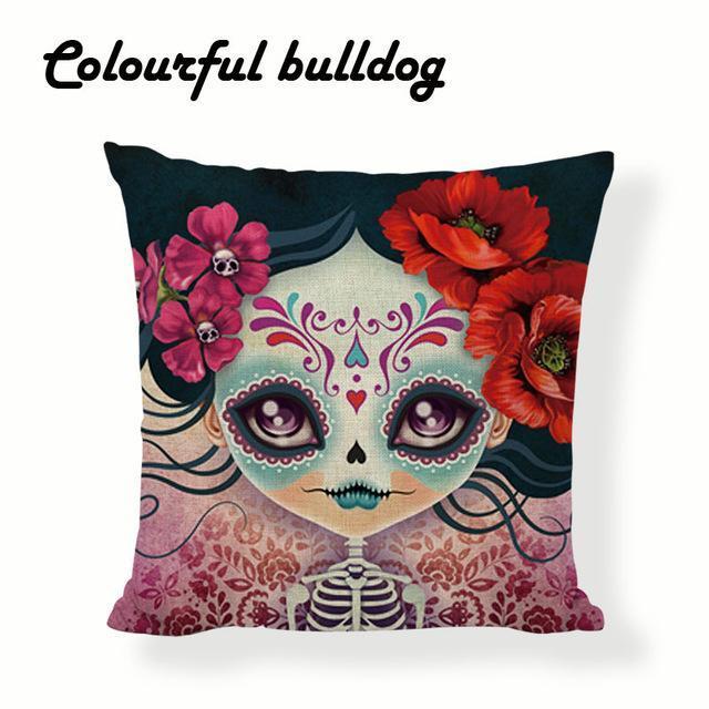 Fun Day Of The Dead Sugar Skull Cushion Covers - Great Value Novelty 