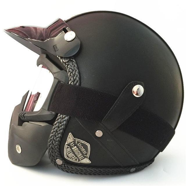 Leather Half Face Open Motorcycle Helmet for Men - Great Value Novelty 