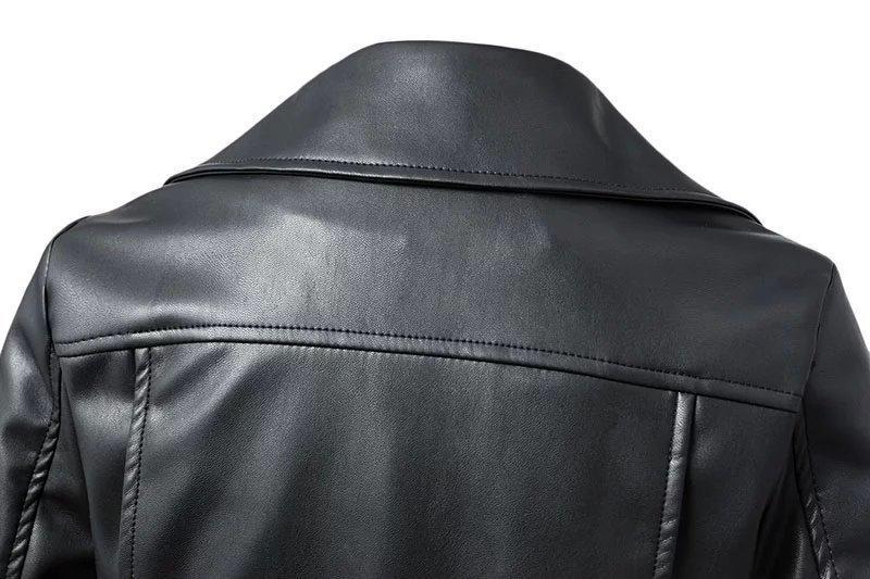Women's Turn Down Collar Leather Biker Jacket