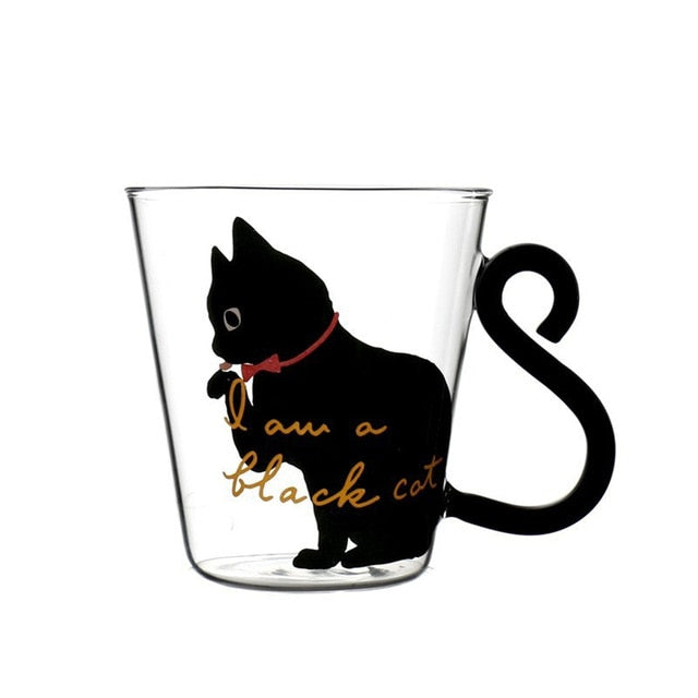 Justdolife 8.5oz Cute Creative Cat Milk Coffee Mug Water Glass Mug Cup Tea Cup Cartoon Kitty Home Office Cup For Fruit Juice - Great Value Novelty 