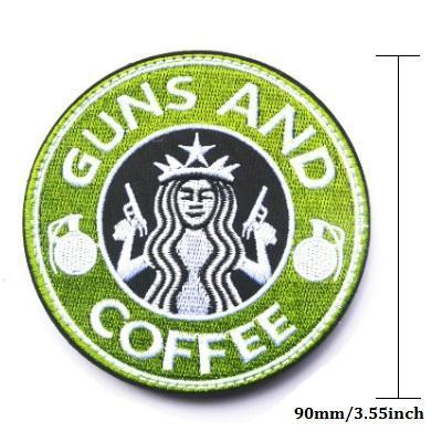 Guns & Coffee Starbucks Army Patches - Great Value Novelty 