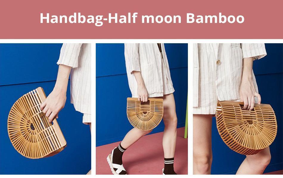 Women's Bohemian Half Moon Bamboo Purse