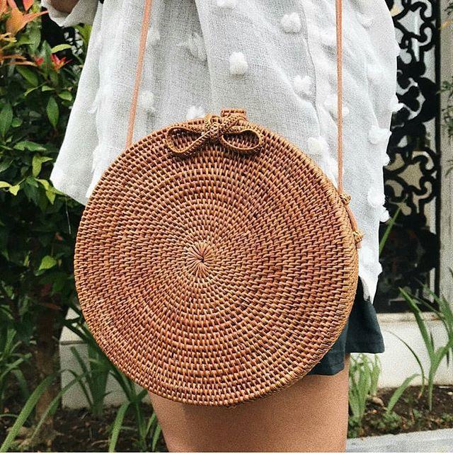 Women's Bohemian Hand Woven Bag with Butterfly Buckle