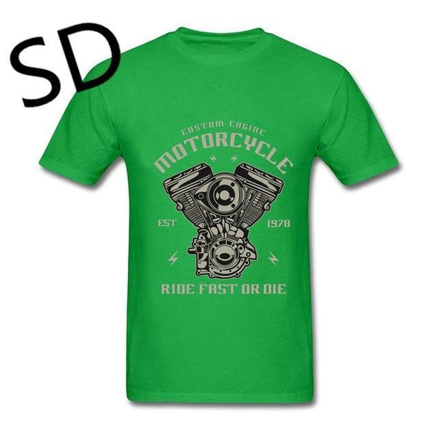 Dropshipping Engine T Shirt Men Custom Motorcycle Engine Ride Fast Or Die Men T-Shirt Plus Size Clothing camisetas hombre Tops - Great Value Novelty 