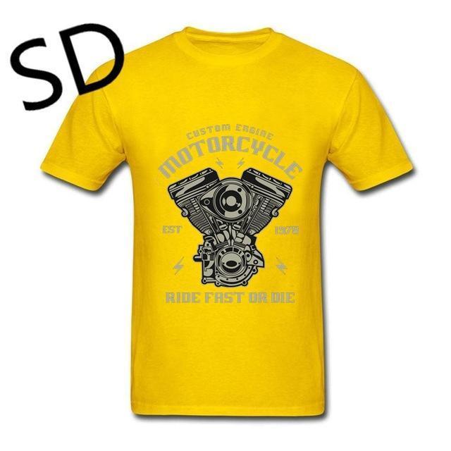 Dropshipping Engine T Shirt Men Custom Motorcycle Engine Ride Fast Or Die Men T-Shirt Plus Size Clothing camisetas hombre Tops - Great Value Novelty 