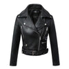 Load image into Gallery viewer, Women&#39;s Turn Down Collar Leather Biker Jacket
