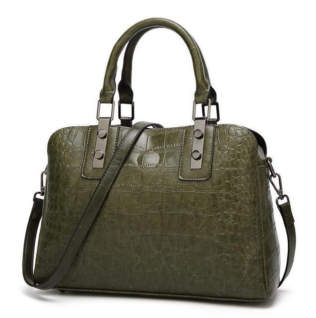 Women's Alligator Pattern Genuine Leather Biker Handbag
