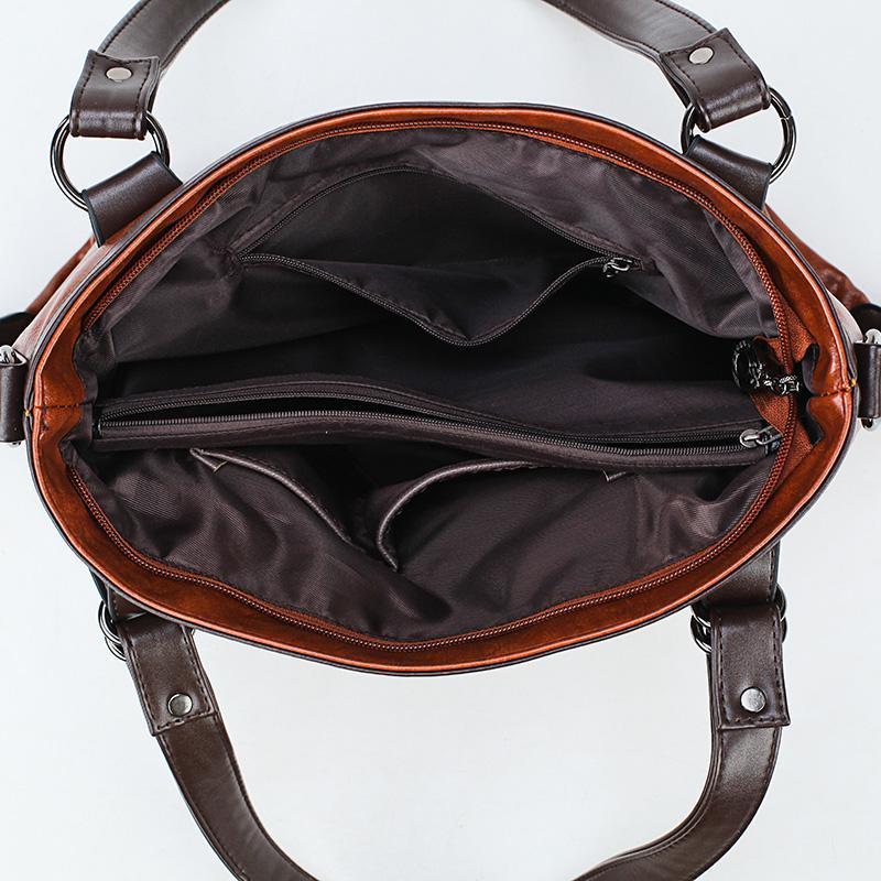 Women's Genuine Leather Tote Handbag for Bikers