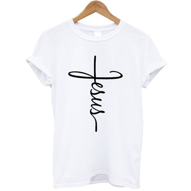100% Cotton T Shirt Faith Women Short Sleeve O-neck Funny Summer Tops Loose Fit Women Clothing Christian Casual Tee Shirt Femme